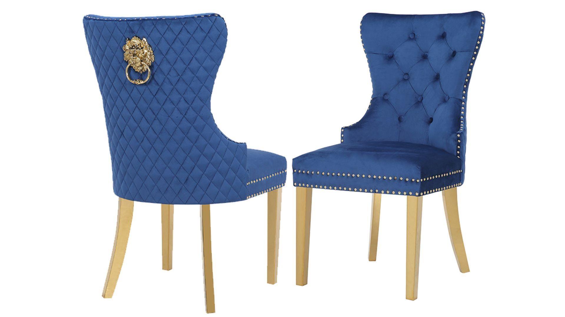 SIMBA FABRIC CHAIRS WITH GOLD LEGS - Royal Living Furniture