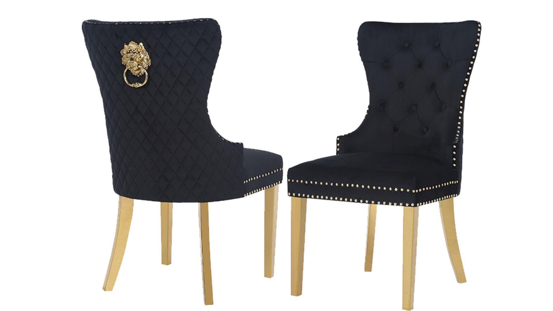 SIMBA FABRIC CHAIRS WITH GOLD LEGS - Royal Living Furniture