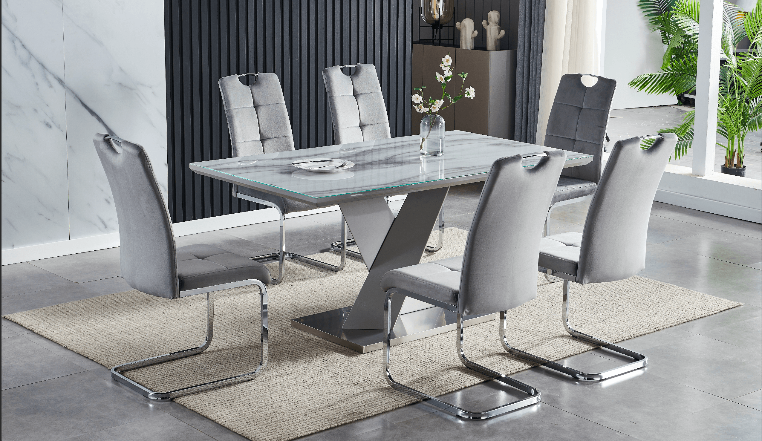 Granite 7-Piece Dining Table Set - Royal Living Furniture