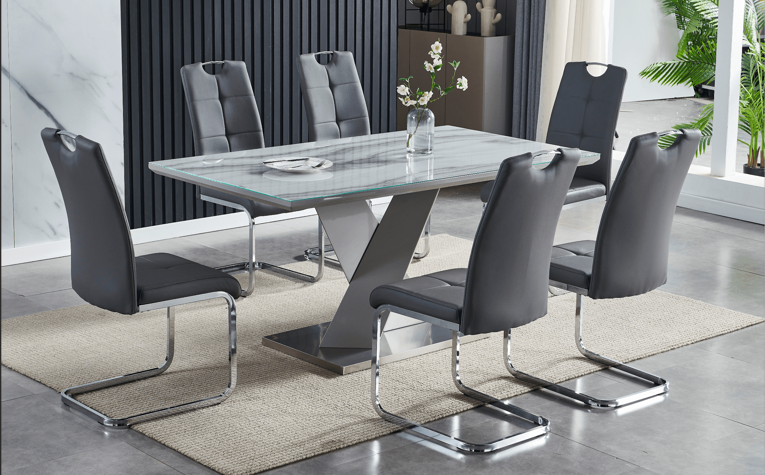 Granite 7-Piece Dining Table Set - Royal Living Furniture