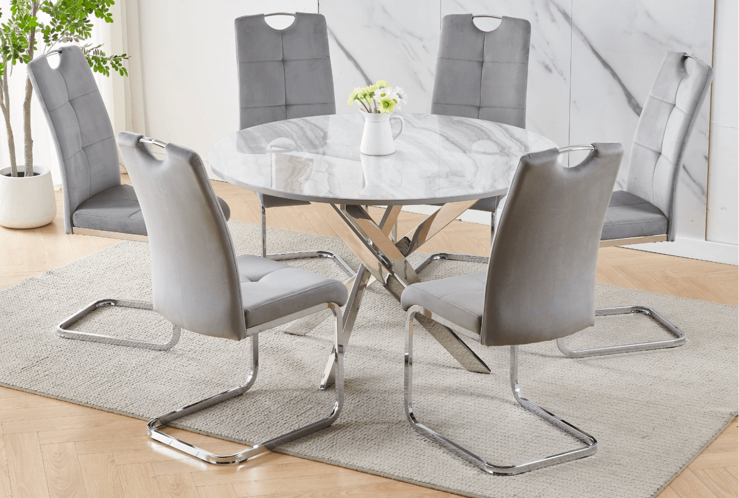 Granite Round Dining Table Set - Royal Living Furniture
