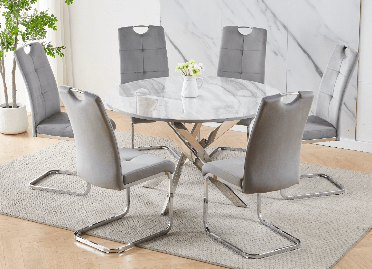 Granite Round Dining Table Set - Royal Living Furniture