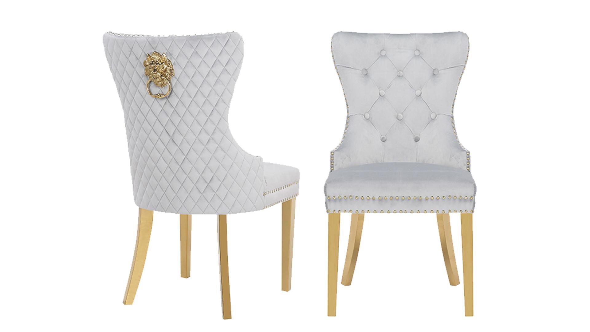 SIMBA FABRIC CHAIRS WITH GOLD LEGS - Royal Living Furniture
