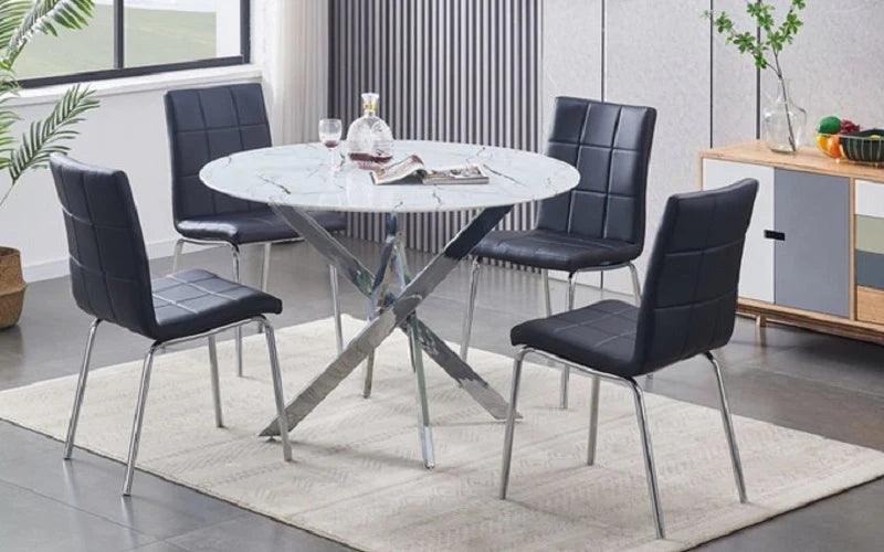 Modern 5-Piece Marble Look Dining Set - T1445 - Royal Living Furniture