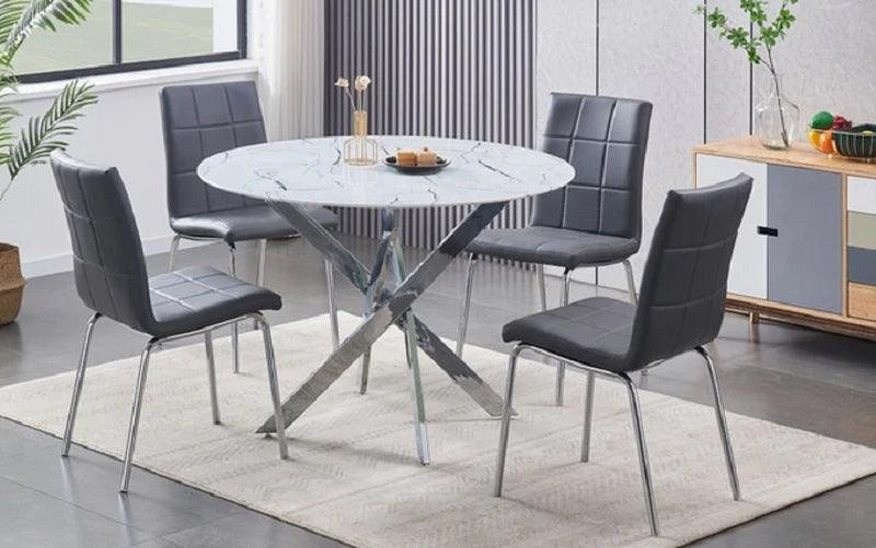 Modern 5-Piece Marble Look Dining Set - T1445 - Royal Living Furniture