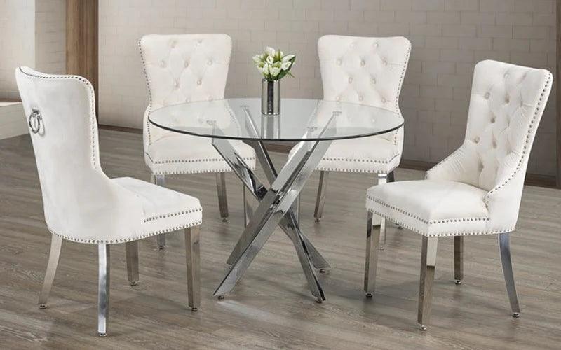 Modern Glass Dining Set - T1447 - Royal Living Furniture