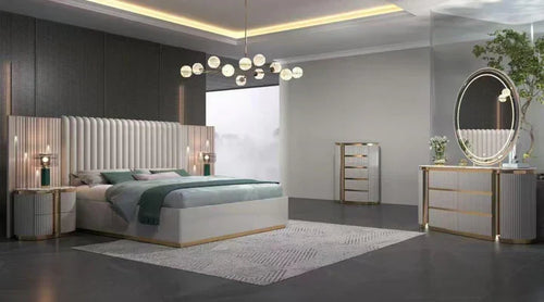 Camden Grey king Bed Room Set - (5004) - Royal Living Furniture