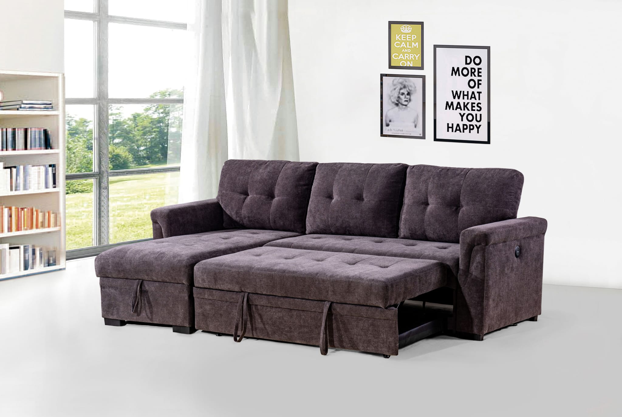 Comfy Gray Sectional Sofa Bed - Royal Living Furniture