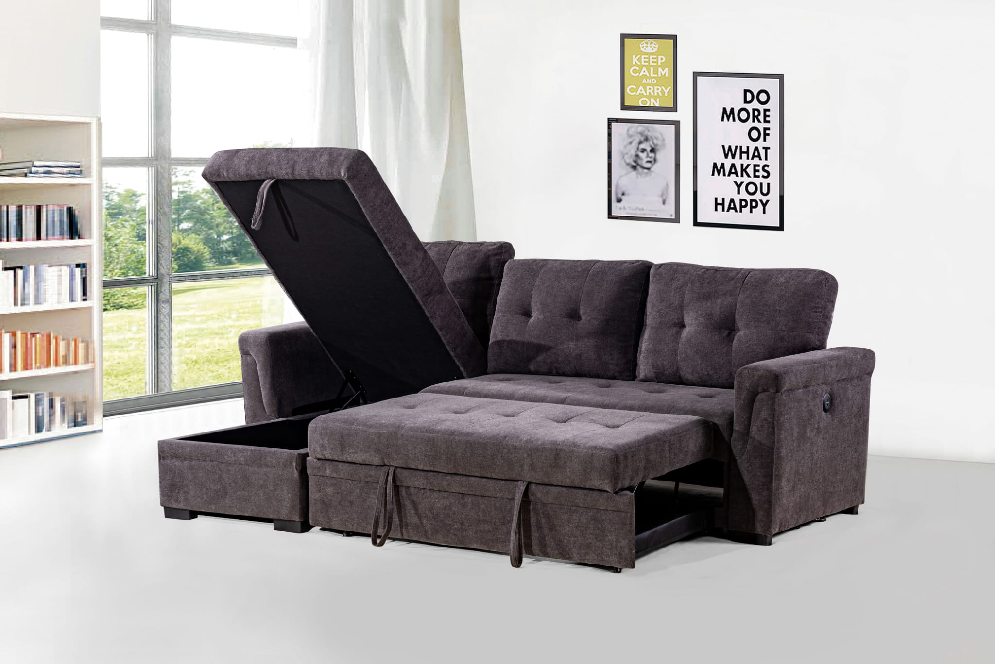 Comfy Gray Sectional Sofa Bed - Royal Living Furniture