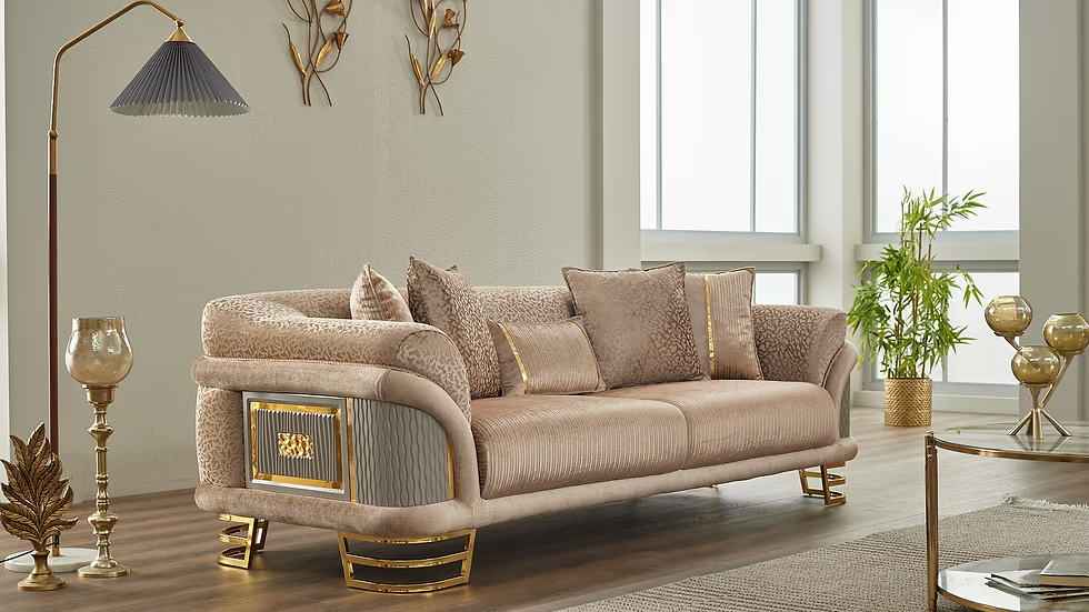 Versace Luxury Beige Sofa Set - Royal Living Furniture