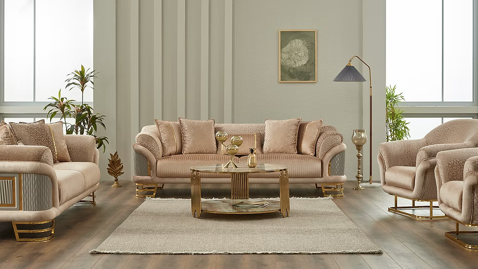Versace Luxury Beige Sofa Set - Royal Living Furniture