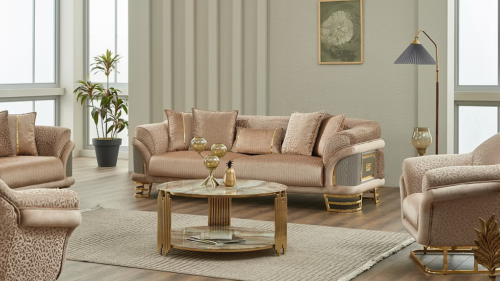 Versace Luxury Beige Sofa Set - Royal Living Furniture