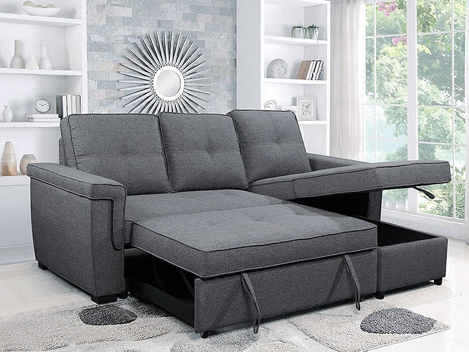 Sofabed Sectional W/Reversible Chaise Grey Fabric - IF 9040 - Royal Living Furniture