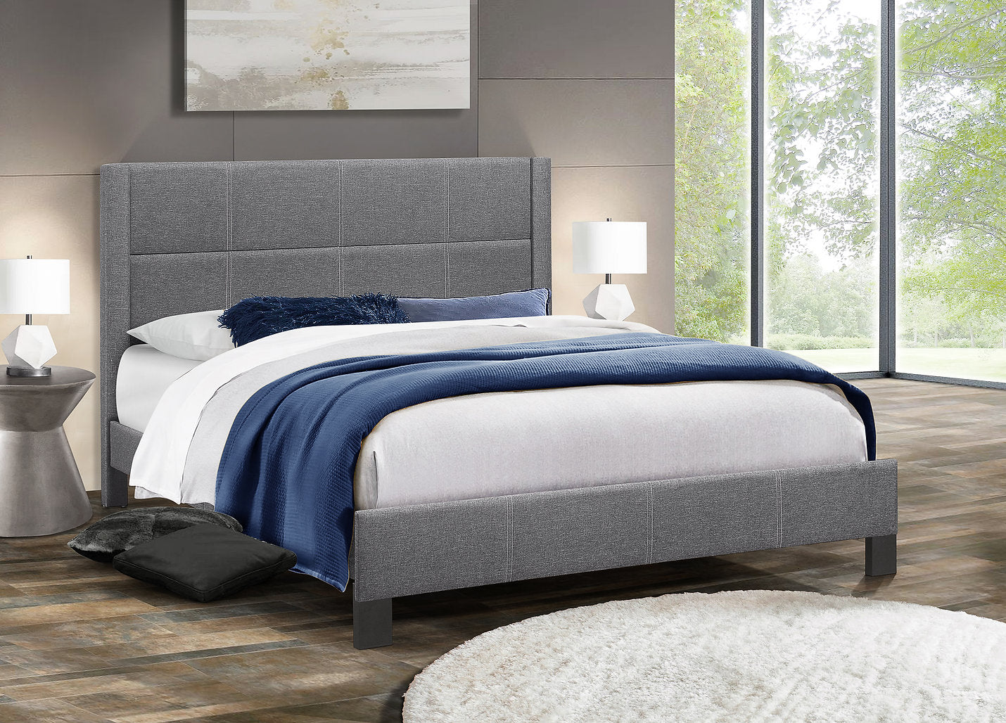 Bed Grey-IF 5355 - Royal Living Furniture