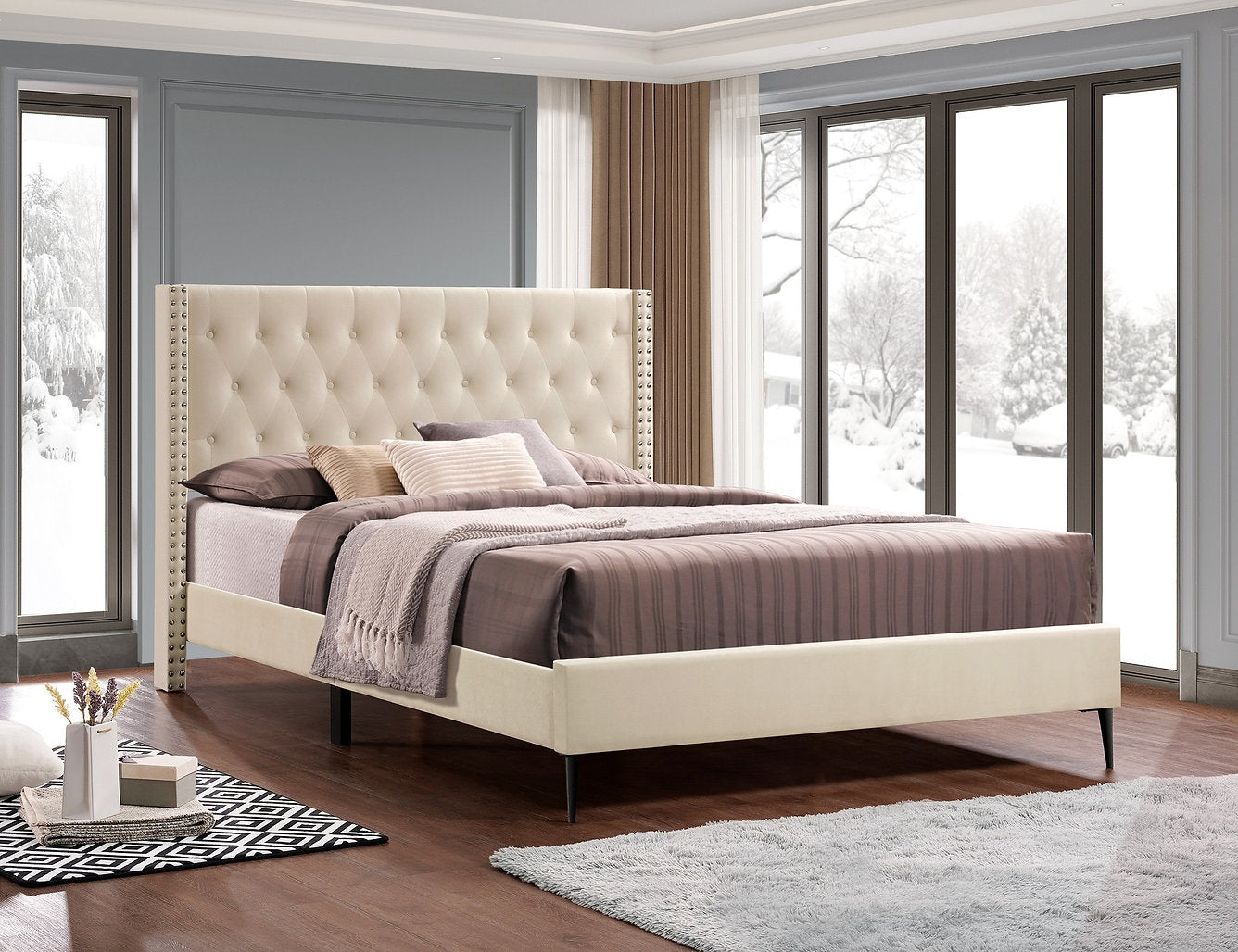 Bed Creme Beige-IF 5592 - Royal Living Furniture