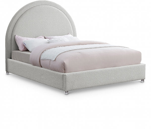 Rich Cream Bouclé Fabric Bed-IF 5205 - Royal Living Furniture