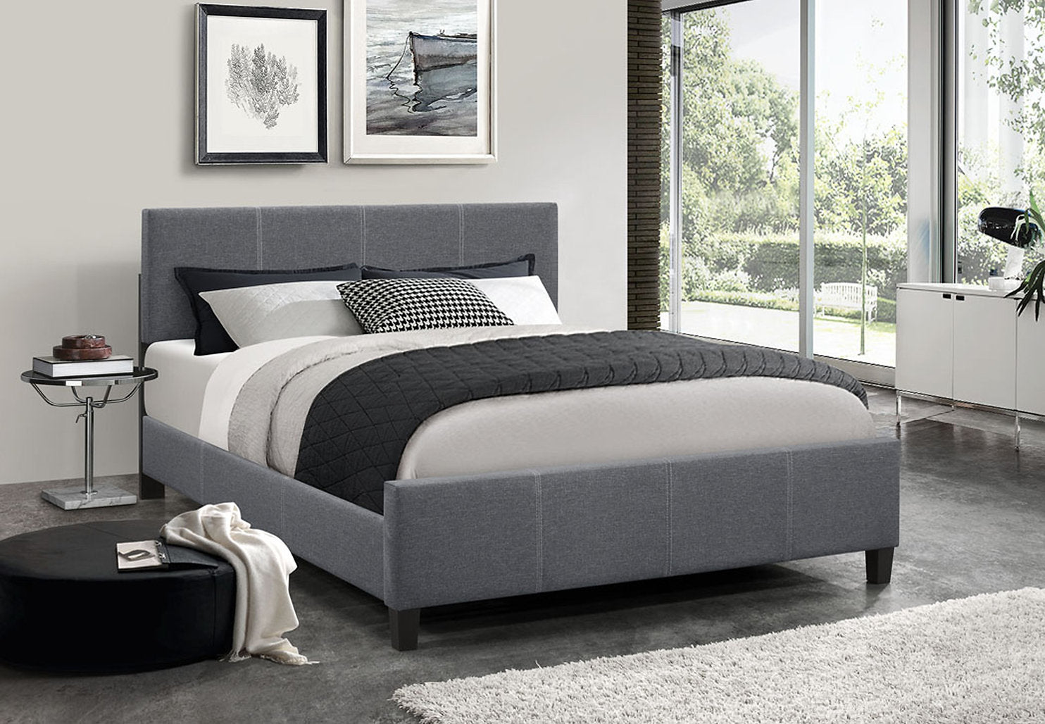 Bed Grey-IF 5430 - Royal Living Furniture