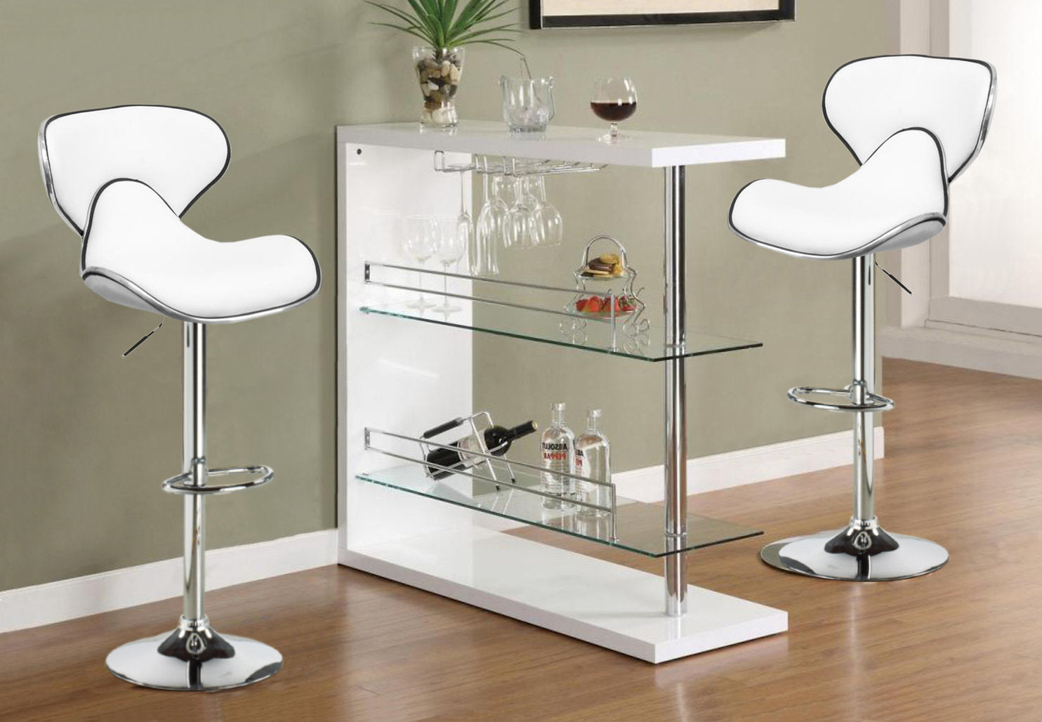 Bar Stool White  PU - ST 7703 - Royal Living Furniture