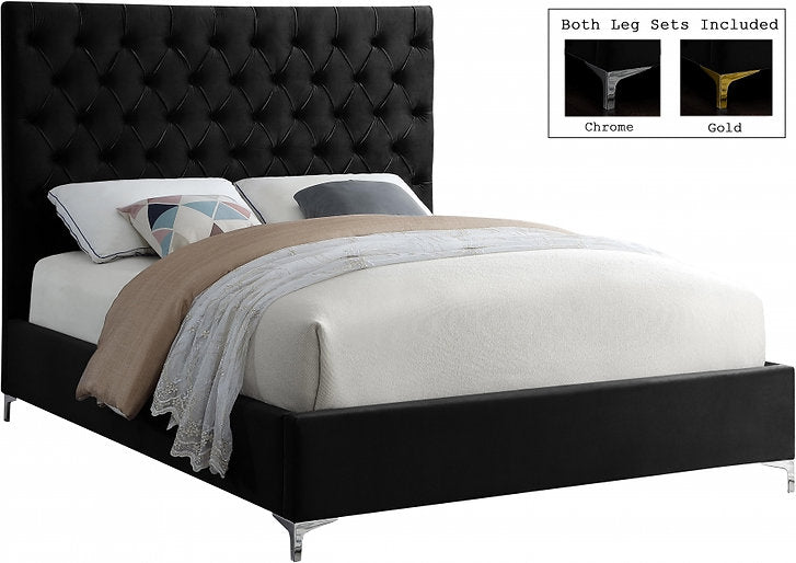 Bed Black-IF-5643 Chrome or Gold Legs - Royal Living Furniture