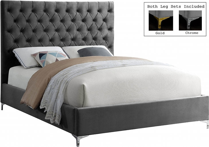 Bed Grey-IF 5640 Chrome or Gold Legs - Royal Living Furniture