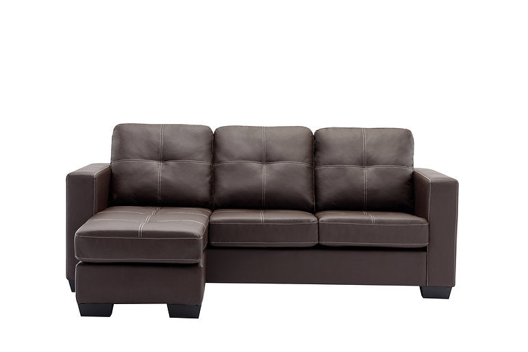 Sectional W/Reversible Chaise Black PU - IF 9355 - Royal Living Furniture