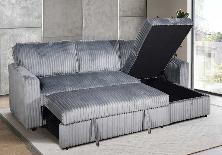 Sofabed Sectional W/Reversible Chaise Grey Fabric - IF 9025 - Royal Living Furniture