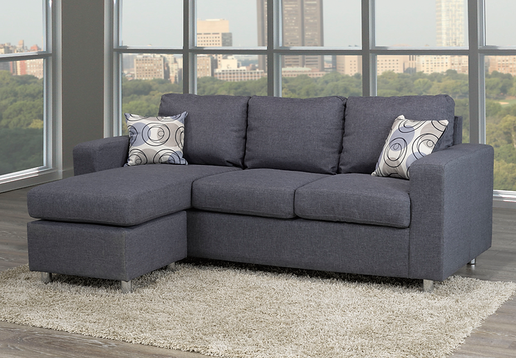 Sectional W/Reversible Chaise Grey Fabric - IF 9325 - Royal Living Furniture
