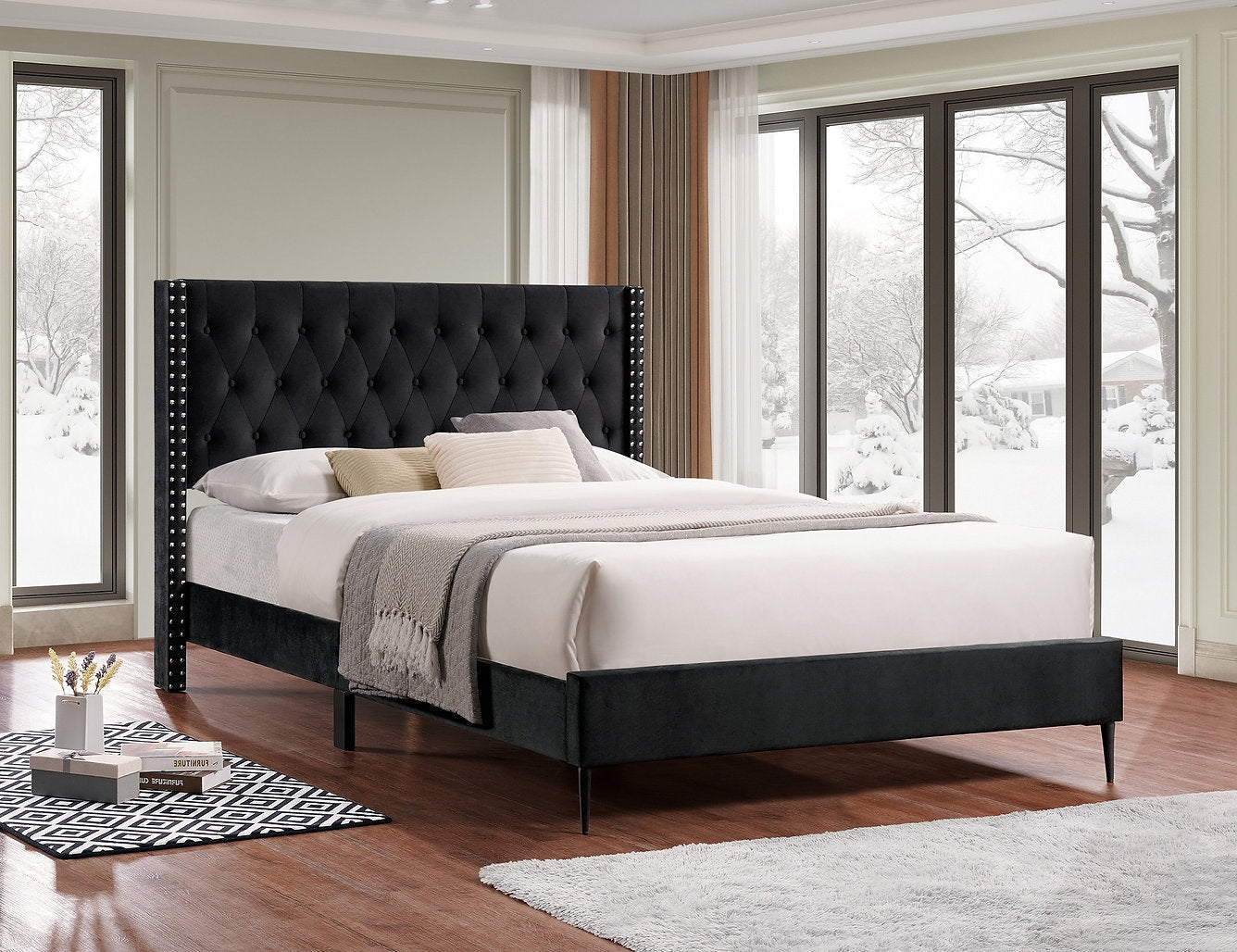 Bed Black-IF 5593 - Royal Living Furniture