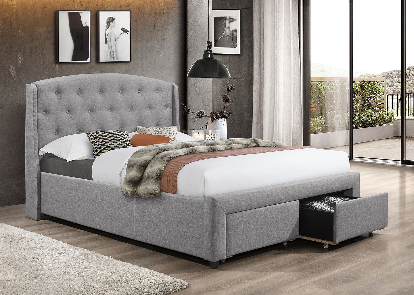 Elegant Bed With Storage - IF 5290 - Royal Living Furniture