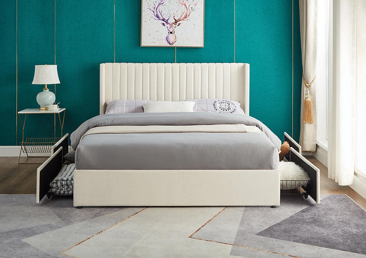 Bed Creme Beige-IF 5407 - Royal Living Furniture