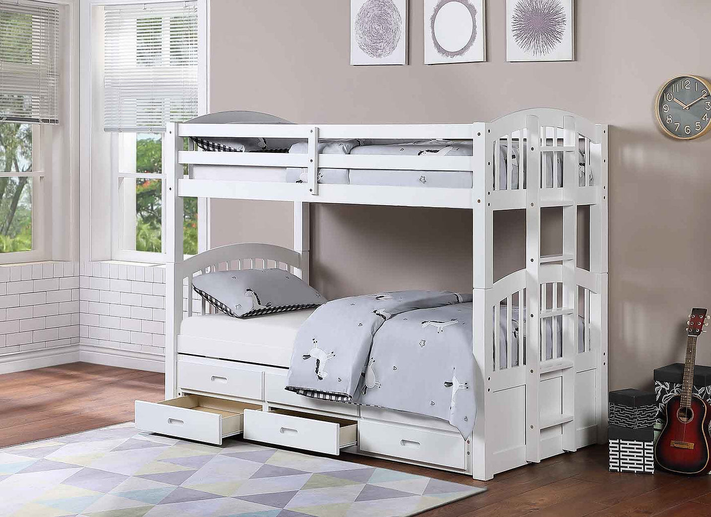 Bunk Bed White-B 1842 - Royal Living Furniture