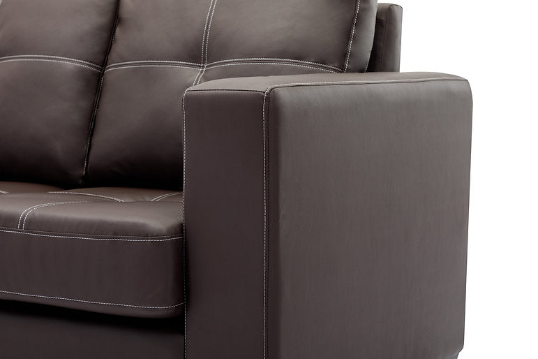 Sectional W/Reversible Chaise Black PU - IF 9355 - Royal Living Furniture
