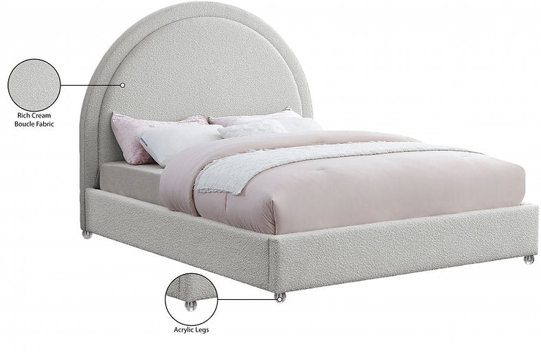Rich Cream Bouclé Fabric Bed-IF 5205 - Royal Living Furniture