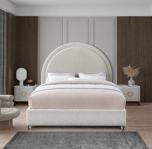 Rich Cream Bouclé Fabric Bed-IF 5205 - Royal Living Furniture