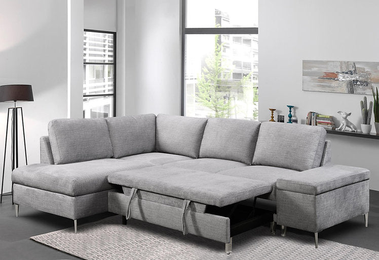 LHF Sofabed Sectional Grey Fabric - IF 9022 - Royal Living Furniture