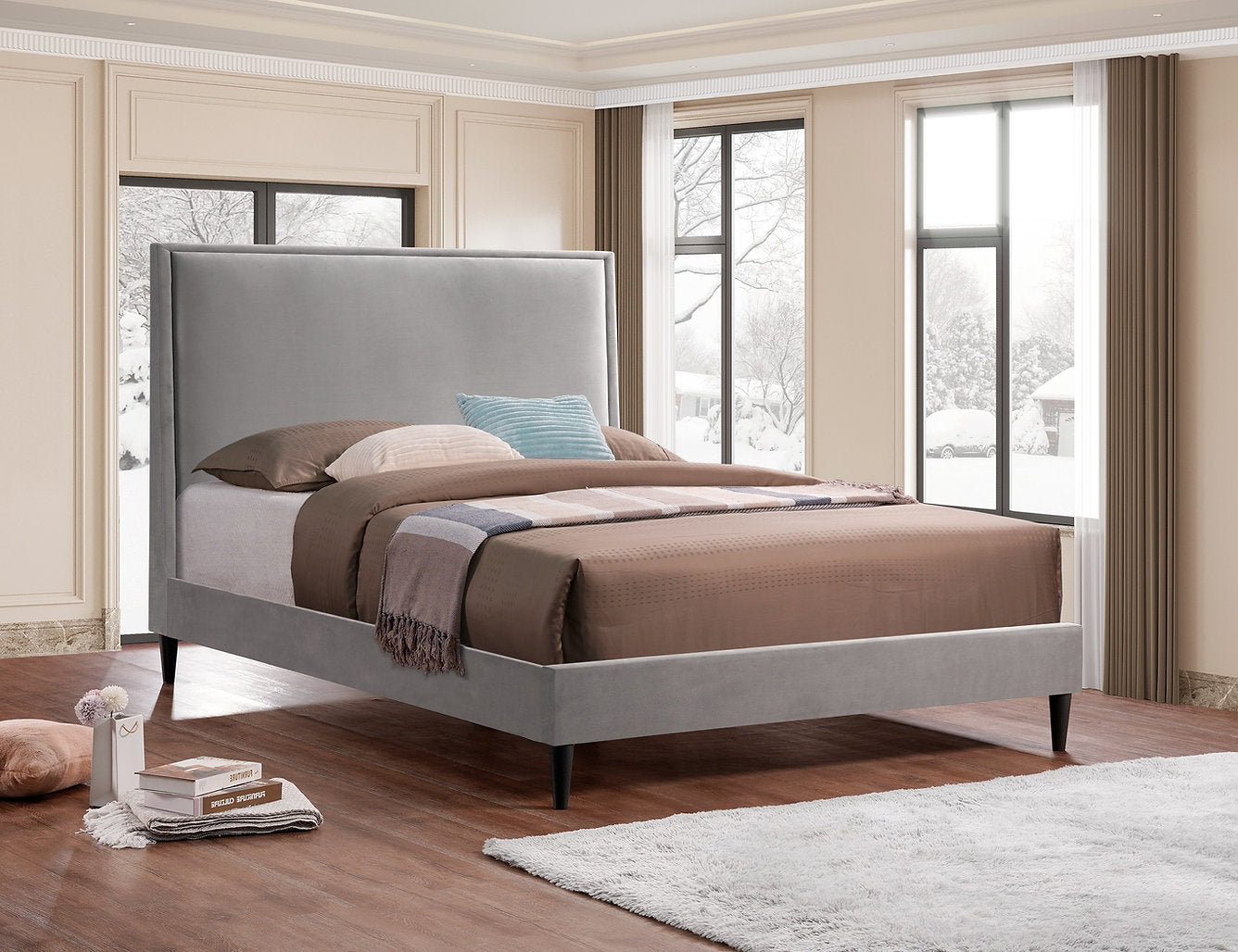 Bed Grey-IF 5570 - Royal Living Furniture