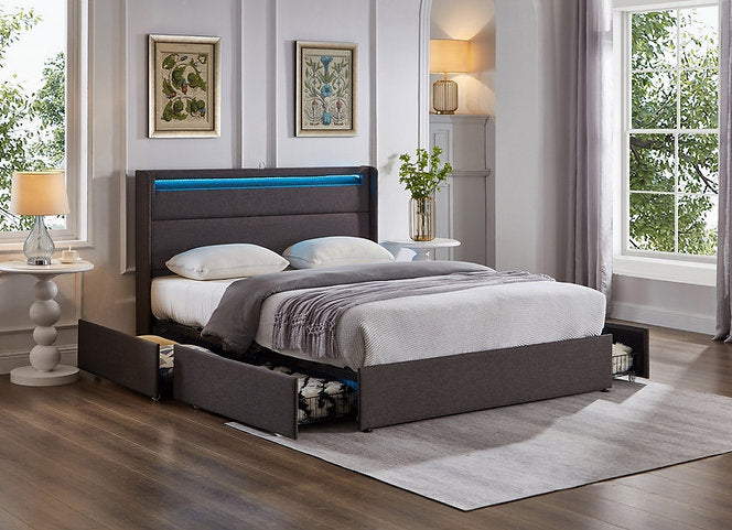 Bed Grey-IF 5343 - Royal Living Furniture