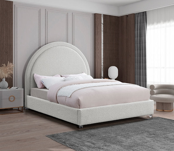 Rich Cream Bouclé Fabric Bed-IF 5205 - Royal Living Furniture