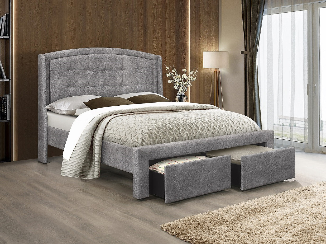 Bed Grey-IF 5285 - Royal Living Furniture