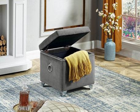 Stylish Velvet Storage Ottoman - IF-6295-6296-6297 - Royal Living Furniture