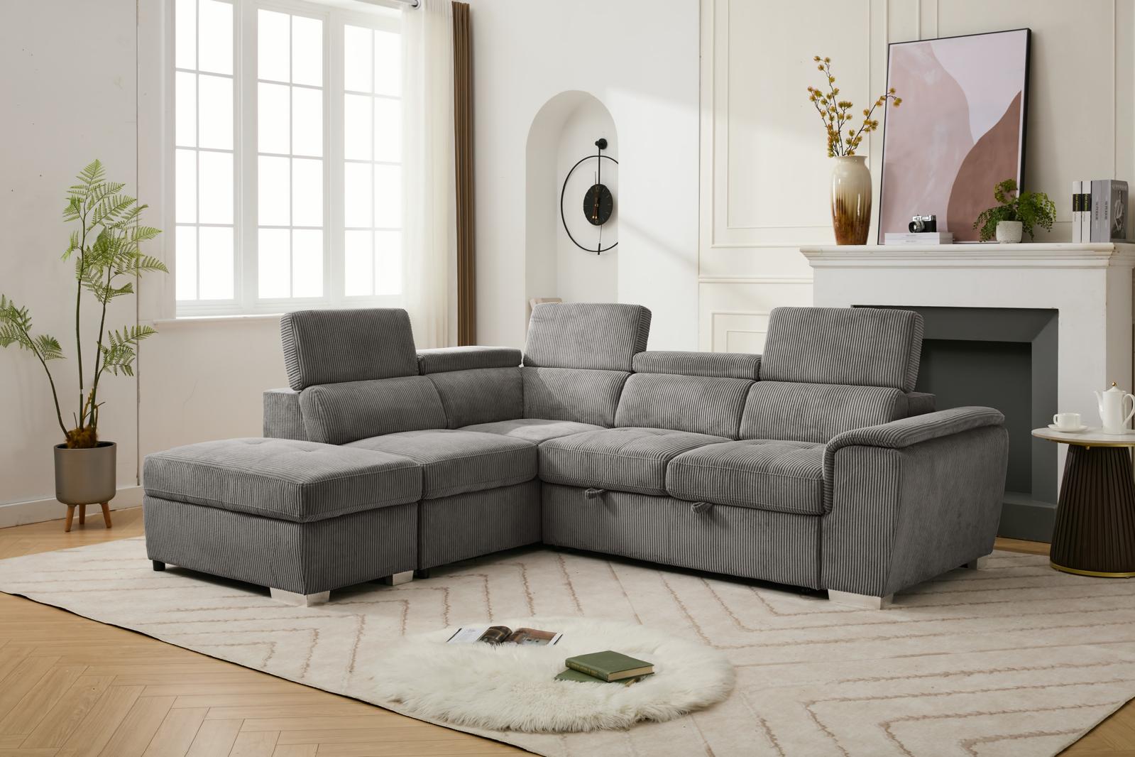 Sectional with Storage and Adjustable Headrest - 8806 - Royal Living Furniture